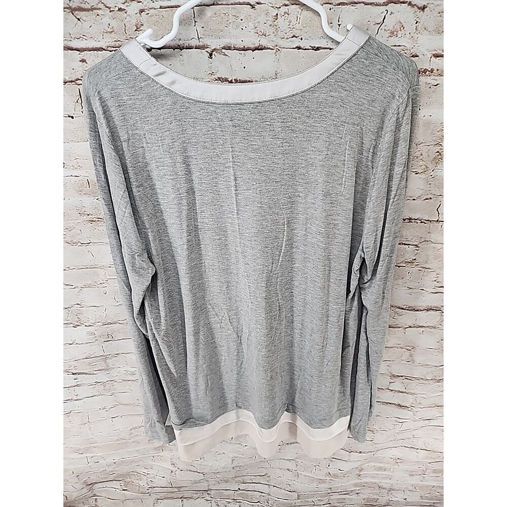 White House Black Market Long Sleeve Top Six XL Layered Scoop Neck Gray - Picture 3 of 3
